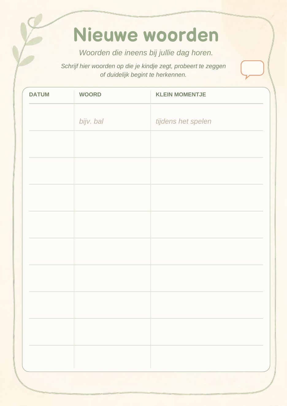 Voorbeeldpagina: Nieuwe woorden